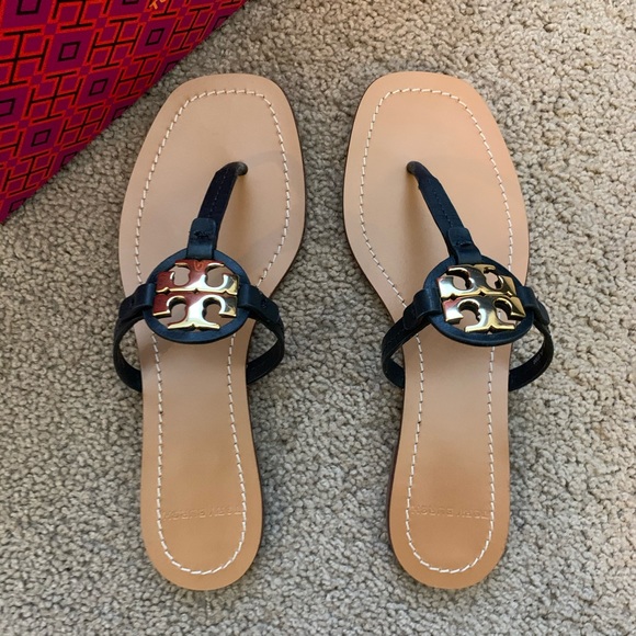 ❤️LAST NEW 7.5 Tory Burch Mini Miller Perfect Black Sandals - Picture 6 of 9